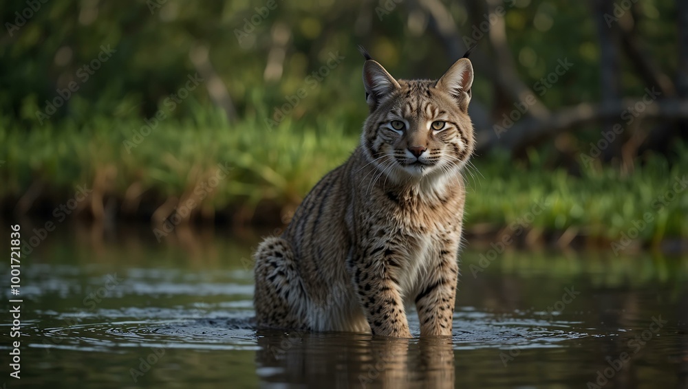 Playful bobcat exploring Florida's wetlands and forests.