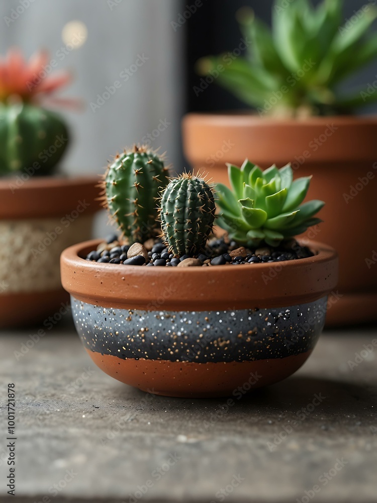 Playful cactus in a miniature UFO pot with galaxy-themed succulents. Playful cactus in a miniature UFO pot with galaxy-themed succulents.