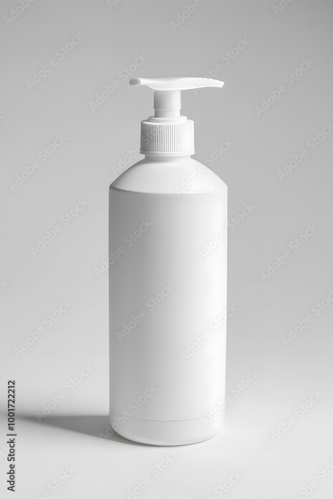 Minimalist White Pump Bottle on Neutral Background - Skincare or Beauty Product Mockup Minimalist White Pump Bottle on Neutral Background - Skincare or Beauty Product Mockup