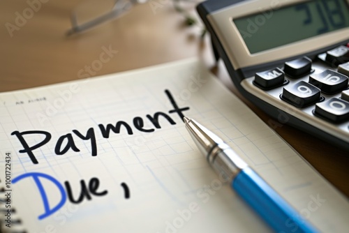 Wallpaper Mural Payment Due Reminder: A Close-Up of a Notepad, Pen, and Calculator Torontodigital.ca