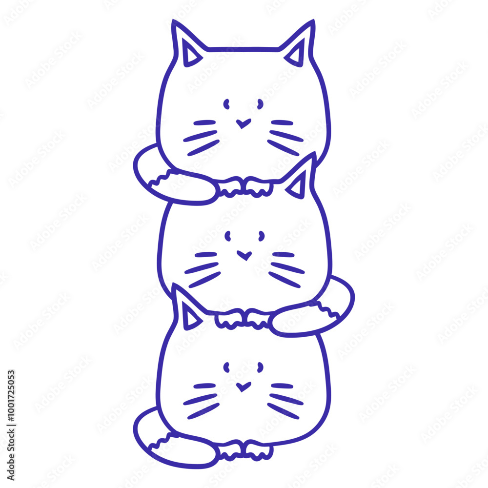 Obraz premium 3 Cats Tower On Top Heads Team Three Friends Crew Group Adorable Cat Happy Sweet Little Smile Kitten Pets Funny Cartoon Cute Lovers Comic Fun Love Kittens Adorable Feline Playful Kitties Baby Owners
