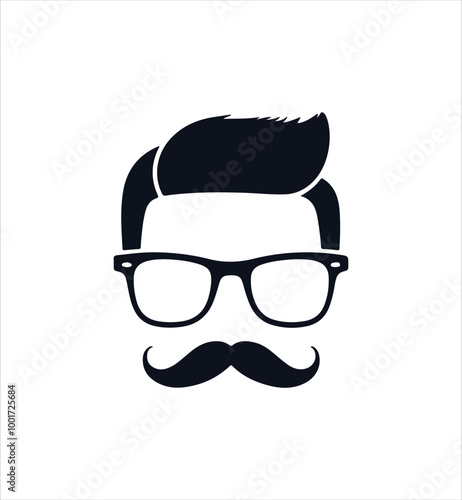 Set of men's fashion icons including barber tools and gentlemen's accessories. Vector Illustration