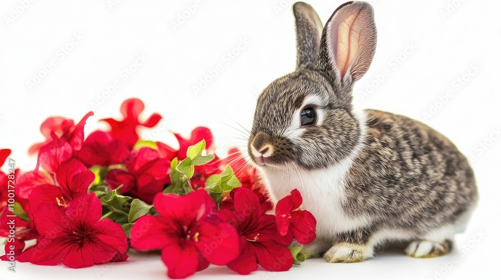 white rabbit with red flower white rabbit with red flower