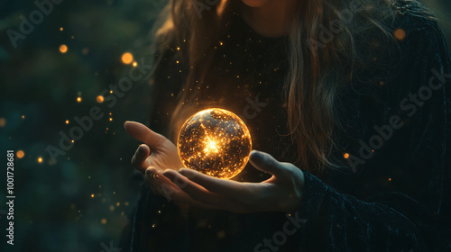 Witch with a Magic Orb and Spell
A witch holding a glowing magic orb in her hands while casting a spell.