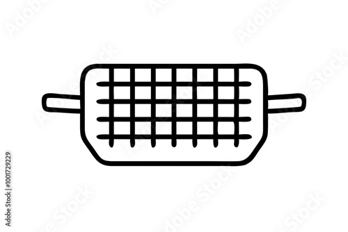 Sleek Vector Illustration of a Broiler Pan in a Minimalist Style
