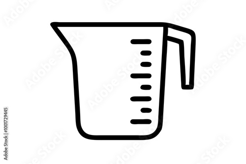 Sleek Minimalist Measuring Cup Vector Art Featuring Transparent Volume Markings
