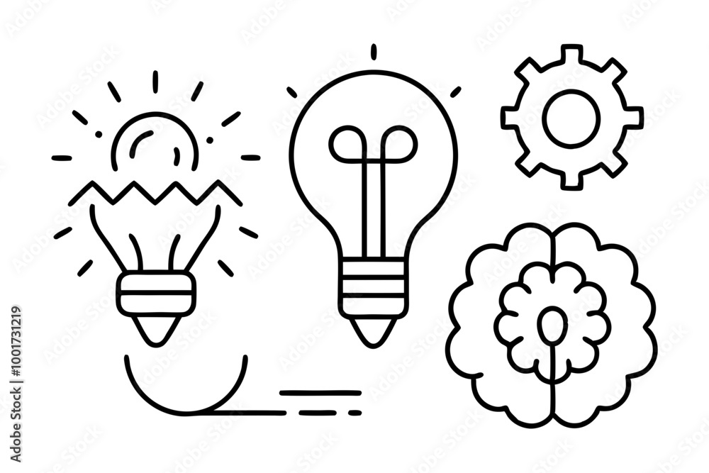 Simple Set of Creativity Related Vector Line Icons. Contains such Icons as Inspiration, Idea, Brain and more. Editable Stroke. Simple Set of Creativity Related Vector Line Icons. Contains such Icons as Inspiration, Idea, Brain and more. Editable Stroke.