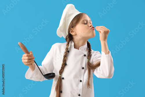 Little chef with ladle gest...