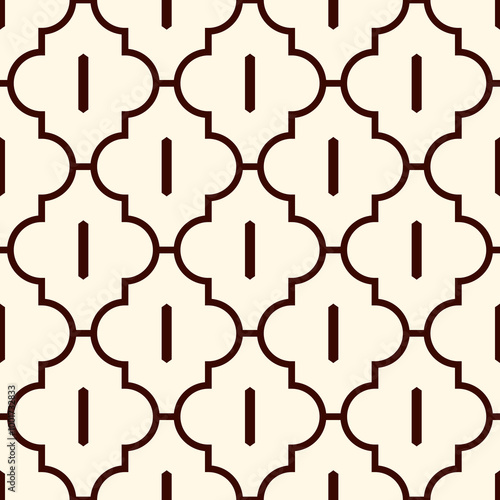 Oriental traditional pattern. Ogee ornament. Repeated maroccan crosses mosaic tiles. Lantern shapes motif. Tracery window wallpaper. Arabesque digital paper, textile print. Seamless surface design