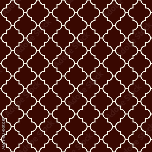 Oriental traditional pattern. Ogee ornament. Repeated maroccan crosses mosaic tiles. Lantern shapes motif. Tracery window wallpaper. Arabesque digital paper, textile print. Seamless surface design