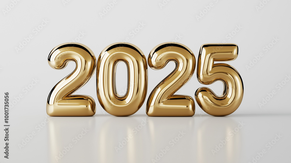 Golden 2025 Numbers on Minimal White Background for New Year Celebration, Symbolizing Fresh Beginnings and Festive Holiday Season in Elegant Style Golden 2025 Numbers on Minimal White Background for New Year Celebration, Symbolizing Fresh Beginnings and Festive Holiday Season in Elegant Style