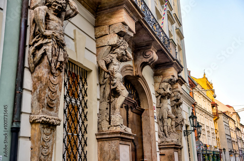 Prague, Czech Republic - July 16, 2024: Classic residential buildings in the old town of Prague in the Czech Republic
 photo