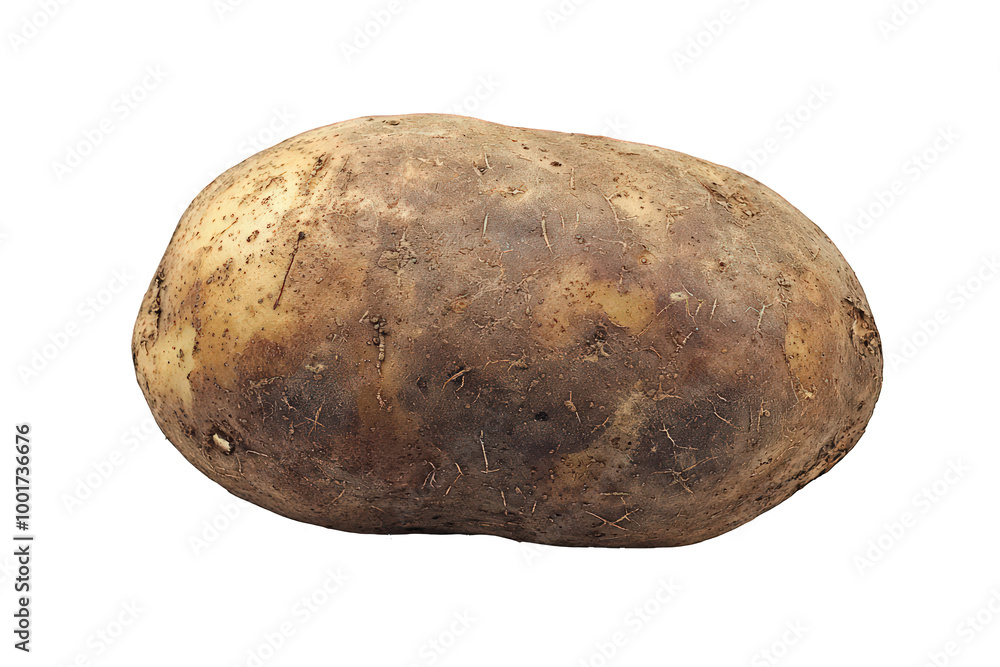 Whole Potato Brown Starchy Vegetable on Transparent Background 