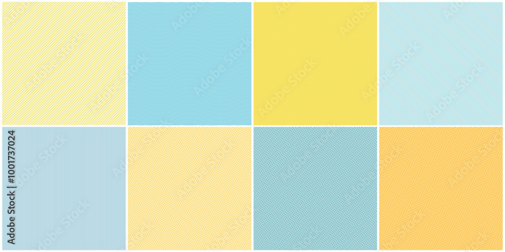 Collection of color seamless geometric patterns. Endless striped textures - delicate backgrounds. Bright repeatable prints with wavy lines Collection of color seamless geometric patterns. Endless striped textures - delicate backgrounds. Bright repeatable prints with wavy lines