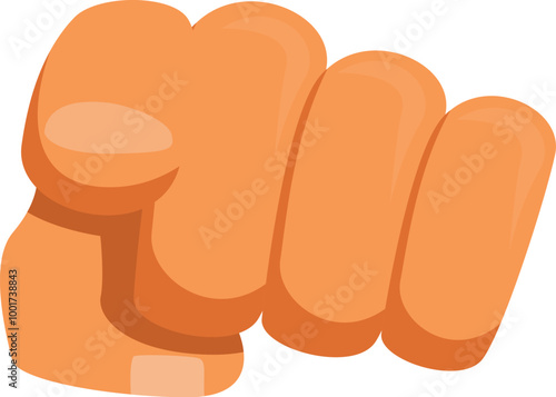 Hand is clenched into a fist, ready to deliver a powerful punch