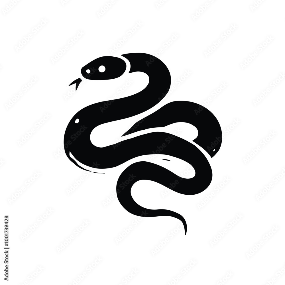 Naklejka premium Coiled Snake Silhouette