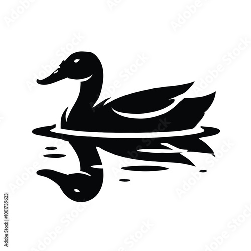 Duck Silhouette in Water