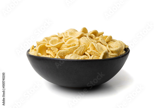 Raw Orecchiette Pasta, Homemade Dry Macaroni, Italian Recchietedde photo