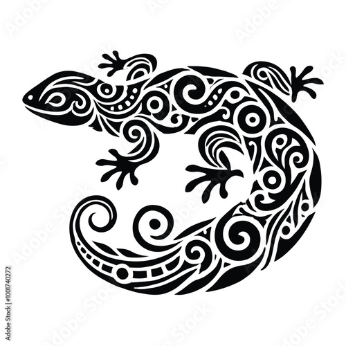 Wallpaper Mural Lizard Silhouette with Tribal Designs Torontodigital.ca