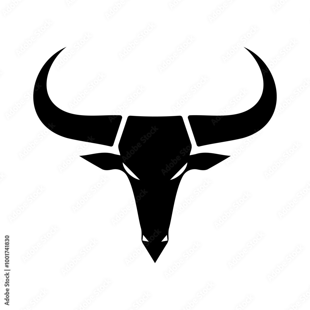 Fototapeta premium Stylized depiction of a bull's head with horns.