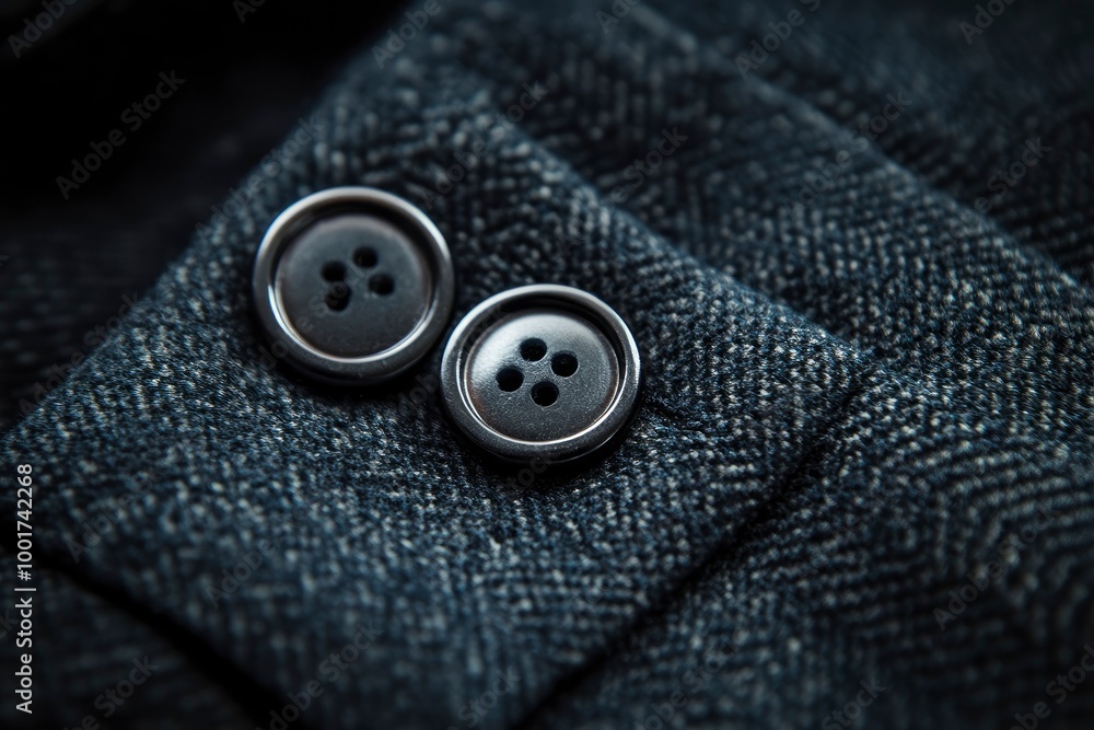 Buttons on the sleeve of a men's jacket. Close-up button with generative ai Buttons on the sleeve of a men's jacket. Close-up button with generative ai