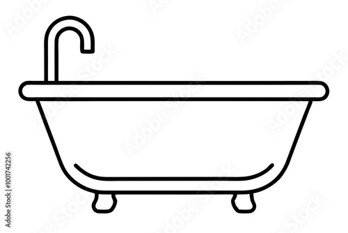 black outline bathtub icon- vector illustration
