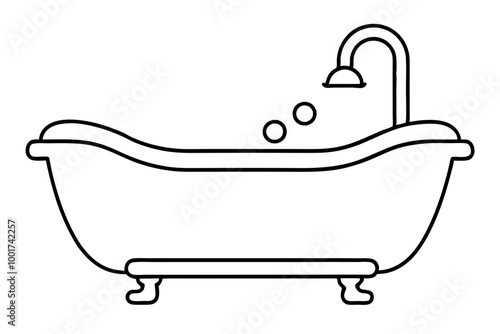 black outline bathtub icon- vector illustration
