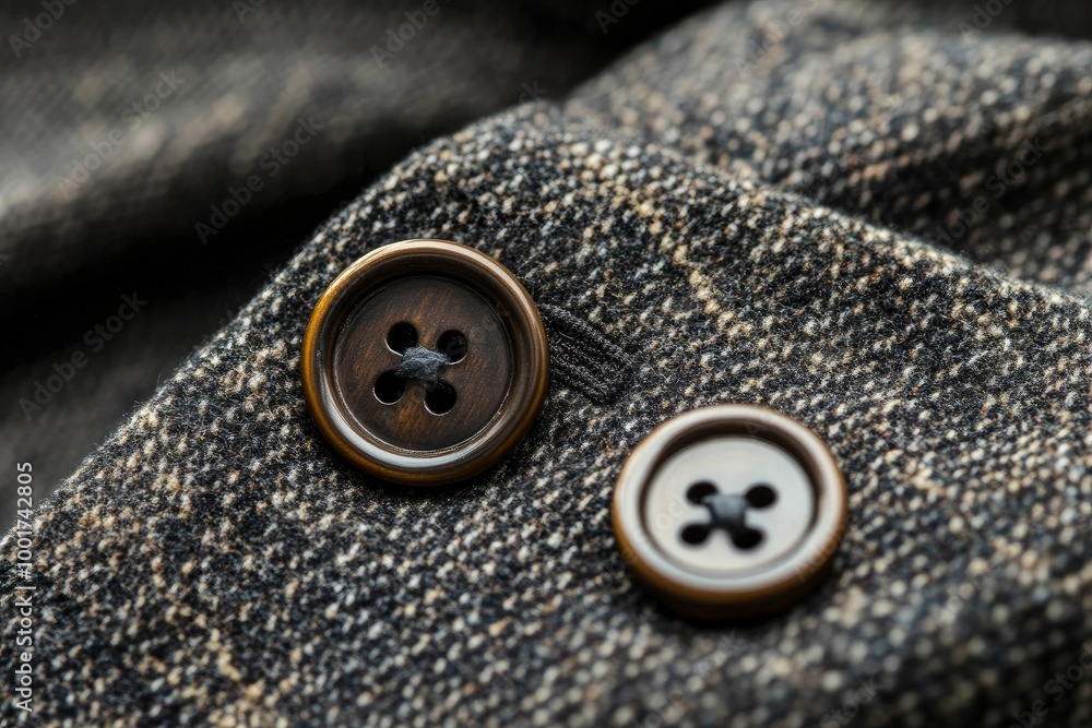 Buttons on the sleeve of a men's jacket. Close-up button with generative ai Buttons on the sleeve of a men's jacket. Close-up button with generative ai