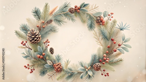 Wallpaper Mural Christmas wreath on a white Torontodigital.ca