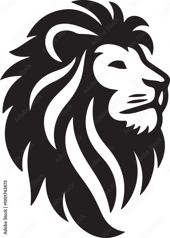 Obraz premium Lion head silhouette vector style icon