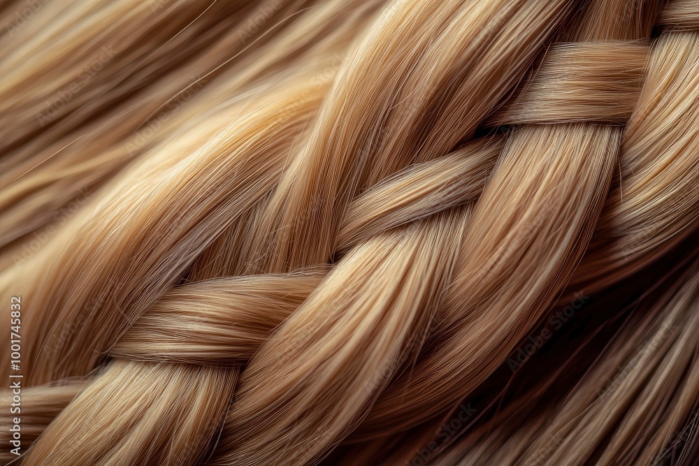 Braid of natural hair close-up. Blonde braids. Texture or background of beautiful female hair. hair coloring. hair extensions. with generative ai Braid of natural hair close-up. Blonde braids. Texture or background of beautiful female hair. hair coloring. hair extensions. with generative ai