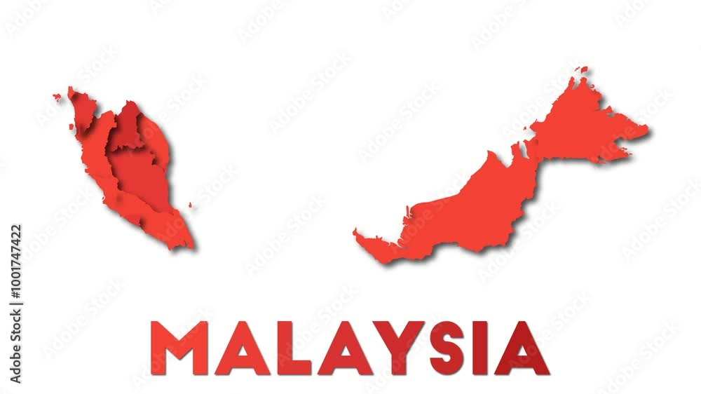 Malaysia map showing regions. Animated country map with title in 4K resolution animation. Malaysia map showing regions. Animated country map with title in 4K resolution animation.