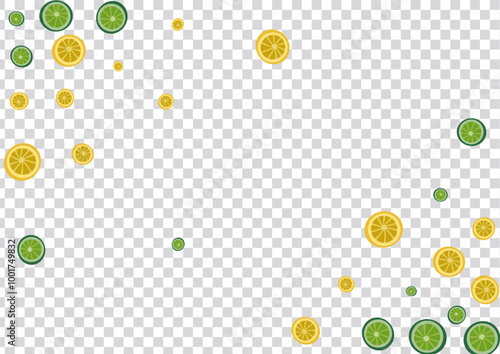 Bright Citrus Background Transparent Vector. Tropical Set. Greenish Lemon Fresh. Repeat Lime Grass Illustration.