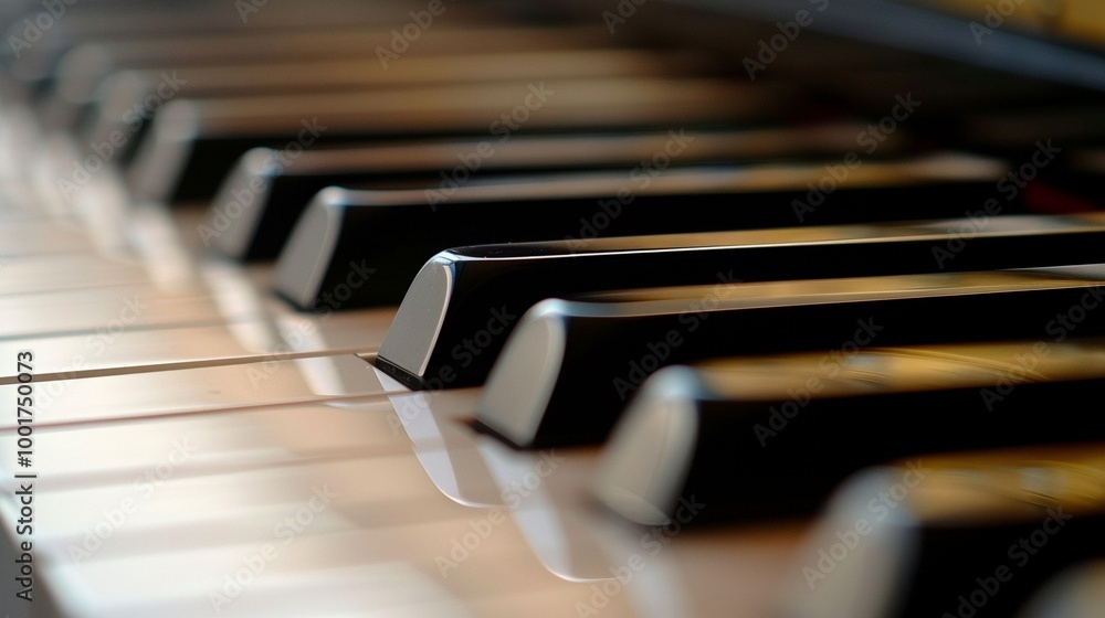 Close-Up of Piano Keys with Warm Lighting: Capturing the Elegance of Musical Instruments and Artistic Inspiration Close-Up of Piano Keys with Warm Lighting: Capturing the Elegance of Musical Instruments and Artistic Inspiration