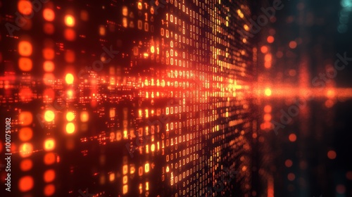 Digital background featuring red binary code