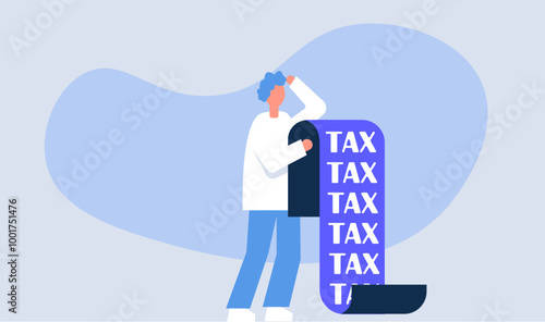Tax long bill calculation list financial illustration