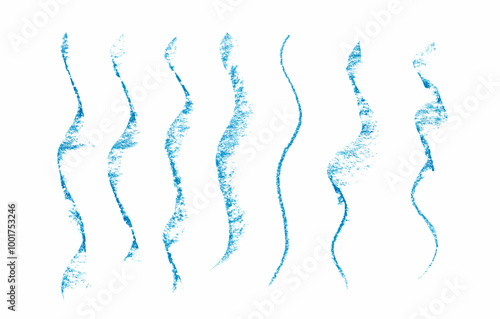 Set of blue hand drawn strokes