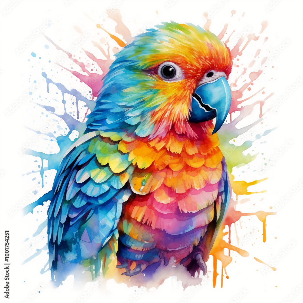 Obraz premium Gift a friend a multicolor Parrot watercolor with a delightful Unique Artwork