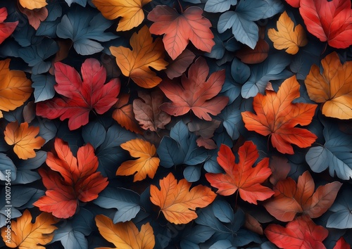 Wallpaper Mural Fall Tree Leaves Autumn Color Colorful Seamless Tile Texture Pattern Tiled Repeatable Tessellation Background Image Torontodigital.ca