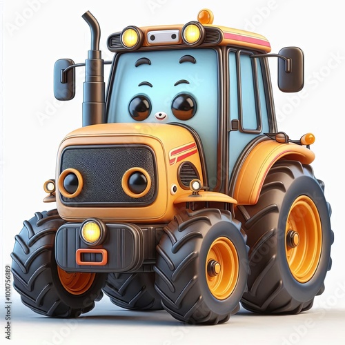 cute Tractor Cartoon, 3d Generative aI


