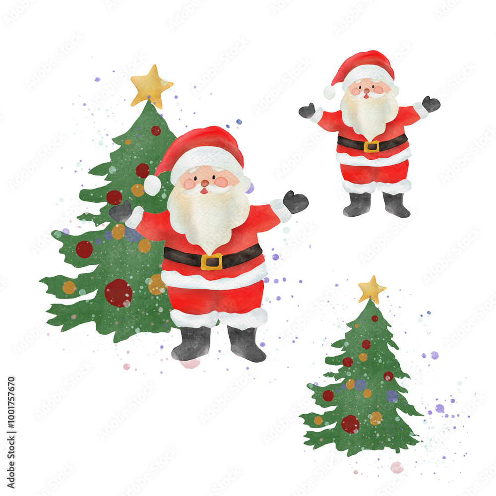 santa claus and christmas tree santa claus and christmas tree