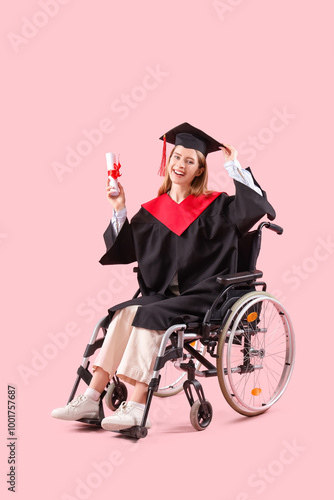 Female graduate in wheelcha...