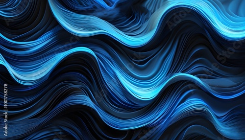 Dark Blue Wavy Lines Creating an Abstract Background Illustration