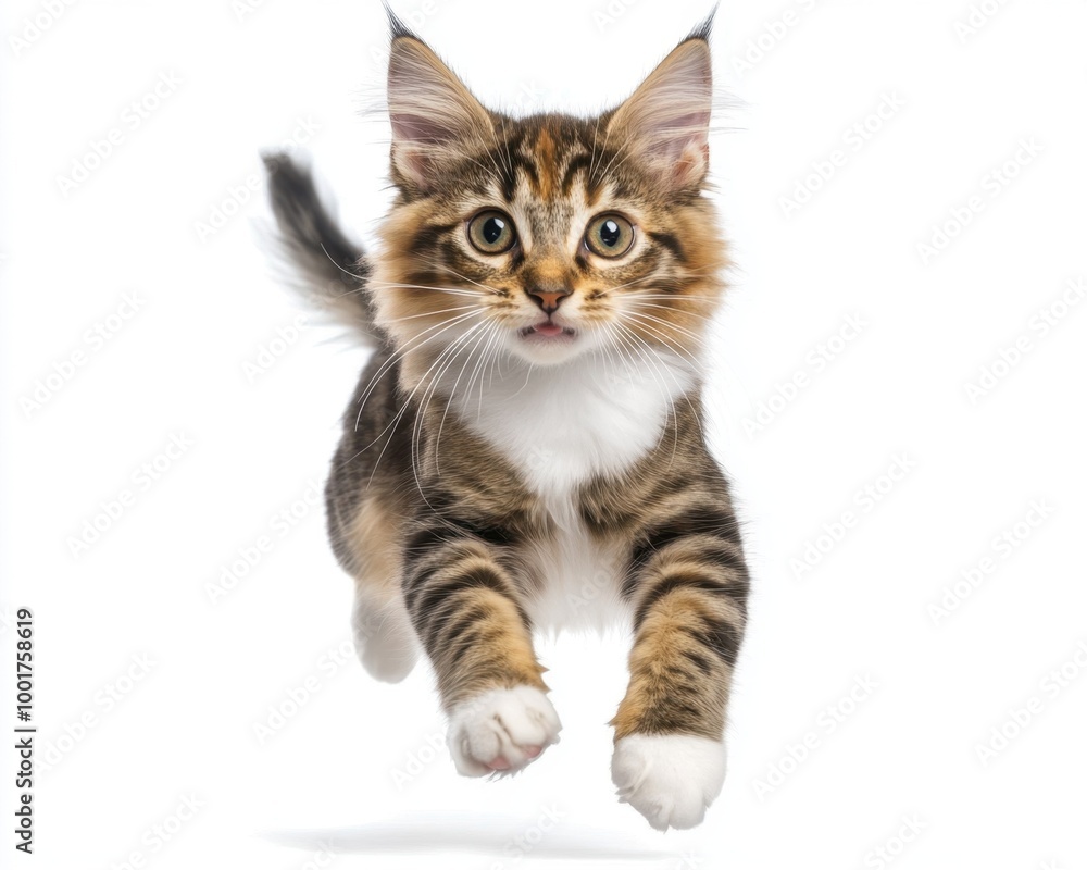Obraz premium Cat kitten in motion pose transparent background
