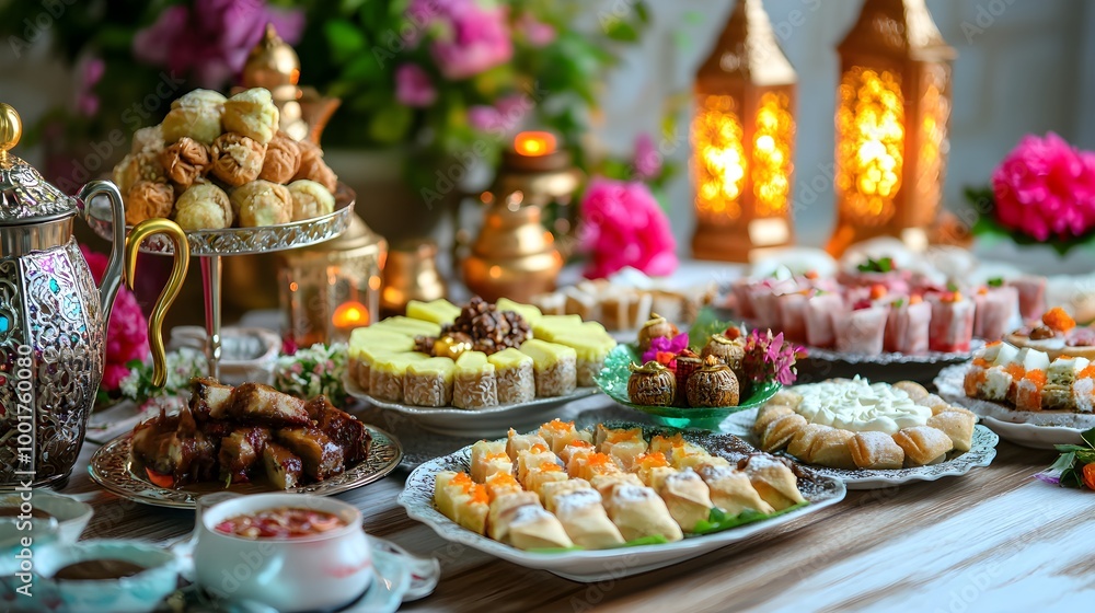 Festive Table Setup for Eid Celebration Festive Table Setup for Eid Celebration