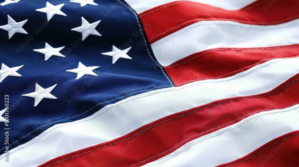 High-Resolution Close-Up of the United States Flag with Stars and Stripes, Perfect for Patriotic and National Themes High-Resolution Close-Up of the United States Flag with Stars and Stripes, Perfect for Patriotic and National Themes
