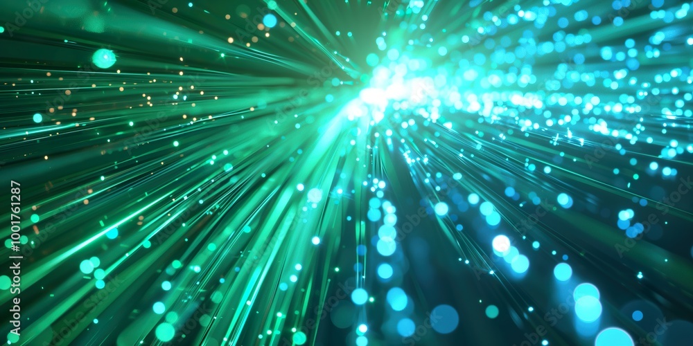 Naklejka premium Radiant abstract light streaks with sparkling particles and motion blur in a futuristic digital space