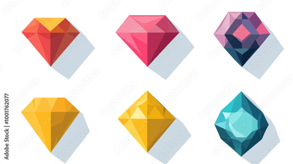 Colorful Geometric Diamond Icons Flat UI Collection, Polygonal Gemstone Vector Illustrations, Low Poly Gem Designs for Web, App, and Graphic Resources, Modern Minimalist Flat Style Colorful Geometric Diamond Icons Flat UI Collection, Polygonal Gemstone Vector Illustrations, Low Poly Gem Designs for Web, App, and Graphic Resources, Modern Minimalist Flat Style