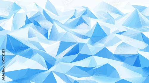 Abstract Blue Low Poly Ice Landscape Vector Background for Winter and Technology Themes