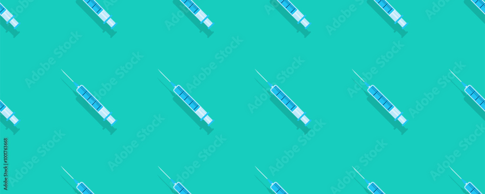 Syringe repeated background Vaccination promo seamless pattern with medical tools. Vaccine promo concept. medical health care design for seasonal immunization advertising, viral prevention cards. Syringe repeated background Vaccination promo seamless pattern with medical tools. Vaccine promo concept. medical health care design for seasonal immunization advertising, viral prevention cards.